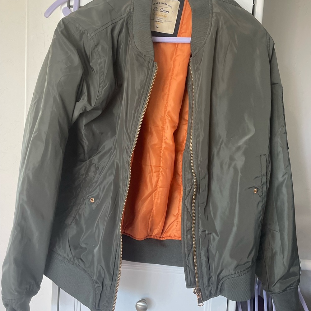 Women’s Green and Orange Bomber Jacket
